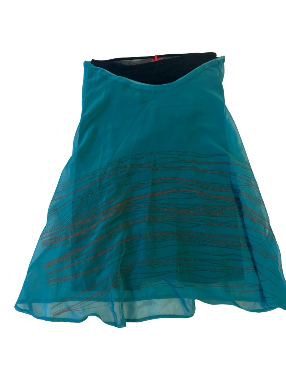 Save The Queen Teal A-Line Skirt with Subtle Stripes